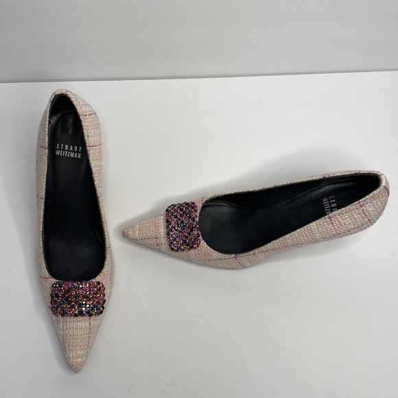STUART Weitzman Pink Tweed Heels - Picture 2 of 8